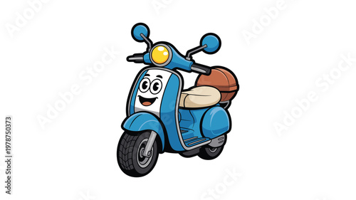 Blue cartoon raccoon riding a bicycle with a basket of fruit keywords