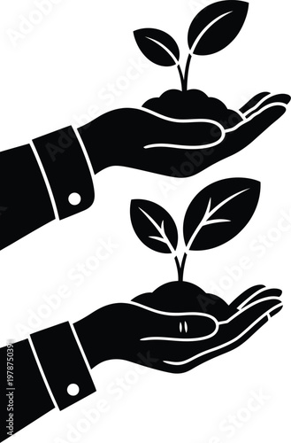 Hands holding seedlings vector illustration symbolizing growth and new beginnings business growth seedling new life nurturing development agriculture