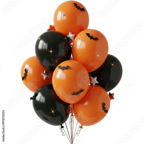 Halloween balloons orange and black with bats and stars
