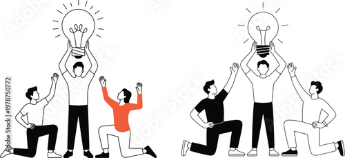 Team of people holding light bulbs symbolizing ideas and innovation light bulb innovation business collaboration creativity solution inspiration