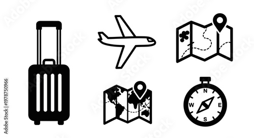 Travel and tourism icons set.