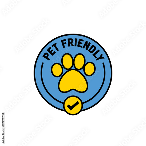 Pet friendly badge, pets are welcome vintage style label