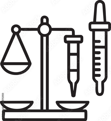 Vector graphic illustration of a medical scale and syringe for accurate dosing and measurement in healthcare settings for professionals