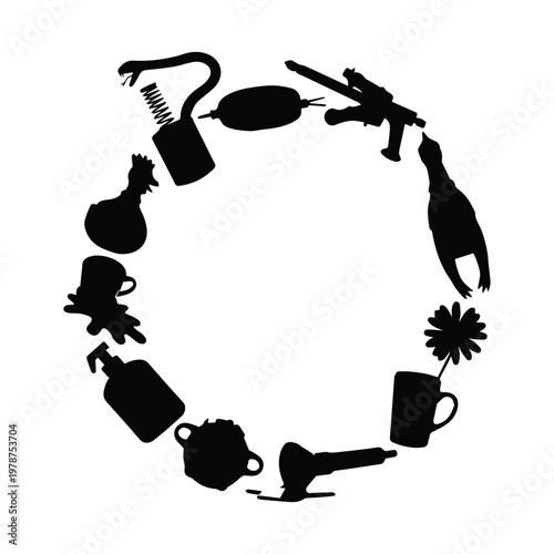 april fools day vector silhouette of prank items
