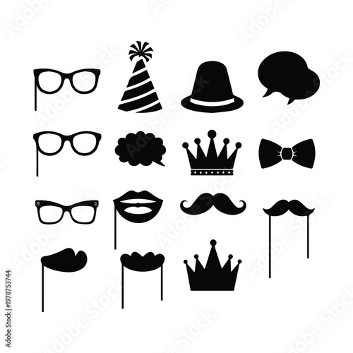 Photo booth props silhouette, party accessories
