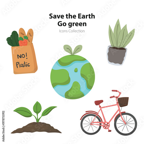 Save the earth, go green, Happy earth day illustration