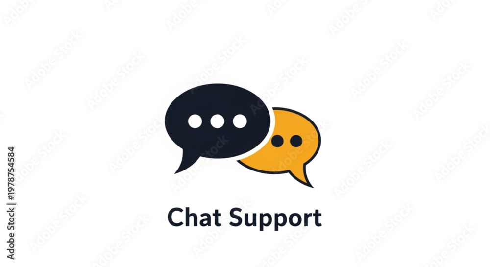 Obraz premium A minimalist vector graphic of chat support icon with speech bubbles