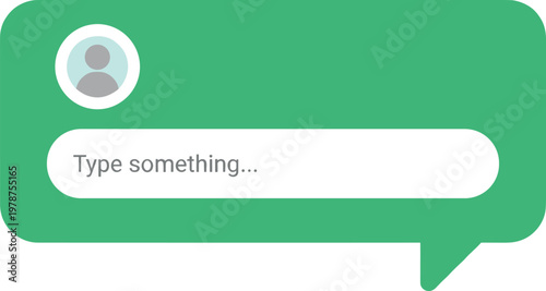 Chat message bubble with user avatar and input field in modern flat style for communication interface and messaging app design