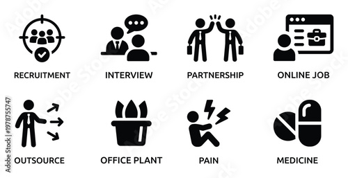 Business and Healthcare Recruitment, Interview, Partnership, Online Job, Outsource, Office Plant, Pain, Medicine