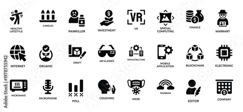 Collection of 24 Black and White Representing Various Concepts