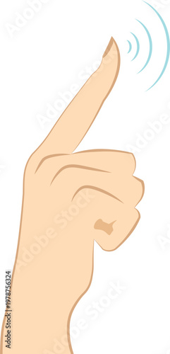 Vector Illustration of a Hand with Pointing Index Finger and Signal Waves