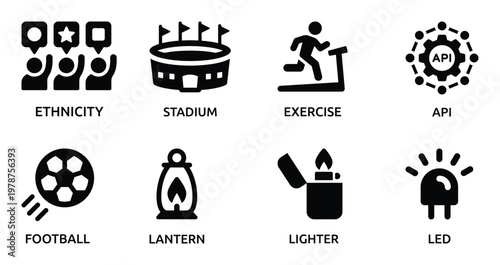 Collection of Eight Diverse Black and White with Labels