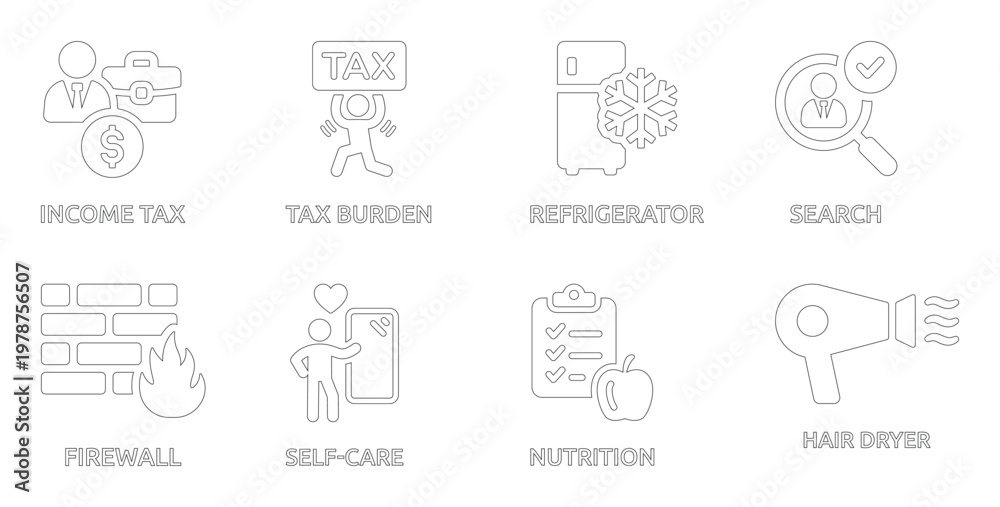 Fototapeta premium Collection of Outline Representing Various Concepts and