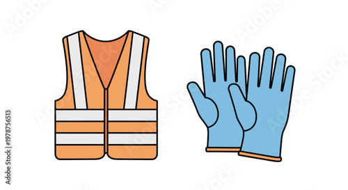 Safety vest and work gloves.