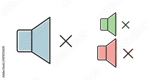 Colorful speaker sound wave icons.