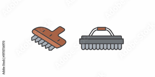 Illustrative icons depicting various cleaning brushes for different surfaces