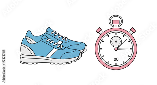 Running shoe and stopwatch timer tool.