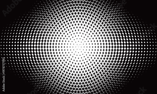 モノクロの細いキラキラマークが中心から広がる丸いハーフトーンのフレーム