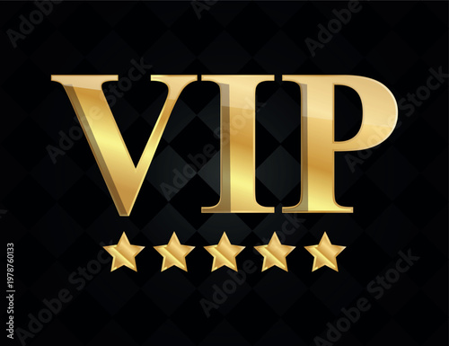 vip gold sign on a black background in a gradient diamond