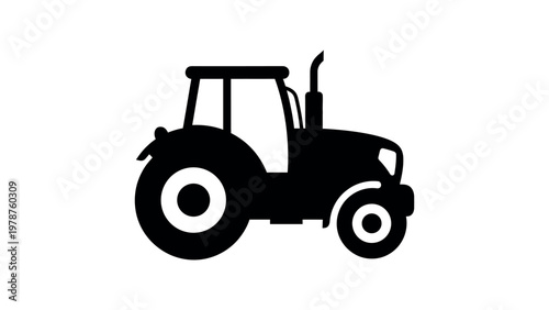 Tractor silhouette icon farming vehicle vector