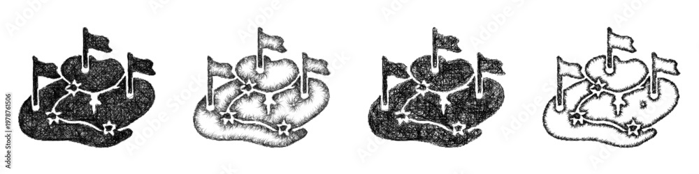 Fototapeta premium Sketch territory control icon design set