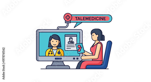 A woman participates in a telemedicine consultation with a doctor on her computer