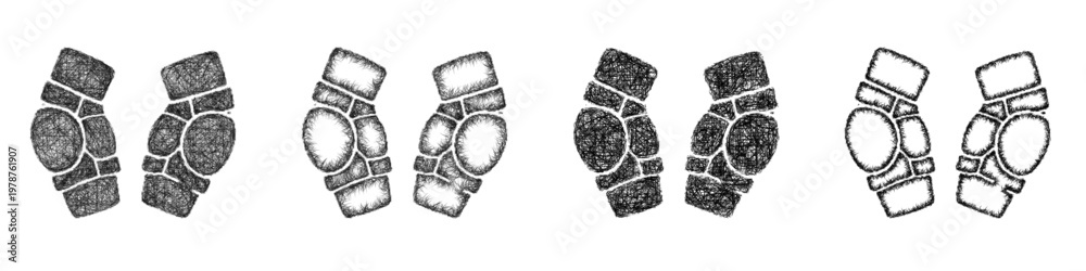 Foto Sketch elbow pads icon design set