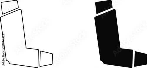 A medical inhaler device in both white and black colors on a clean background