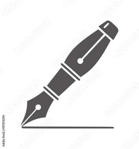 Dark gray fountain pen a straight line white writing