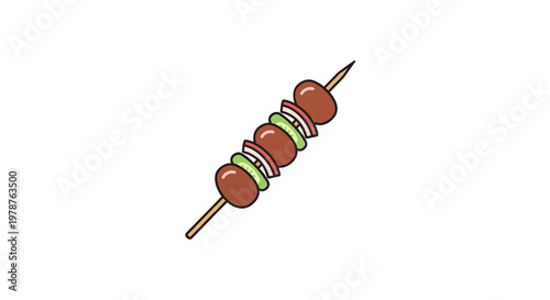 Colorful illustration of a kebab skewer.
