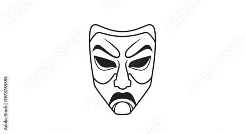 Guy Fawkes mask illustration in black.