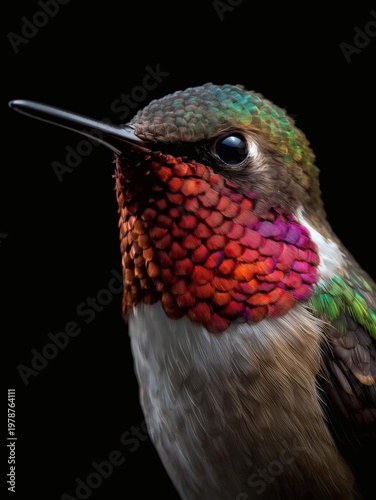 A beautiful bird of paradise, green-winged macaw, and red-headed bee-eater perch on an exotic tree branch in this colorful wildlife scene featuring tropical feathers and vibrant nature