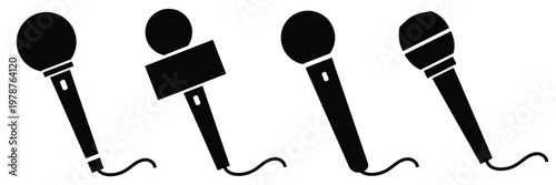 Microphone vector icon set. Microphones audio podcast vector icons. Microphone - Illustration Icons. voice icon with white backgroundEPS10