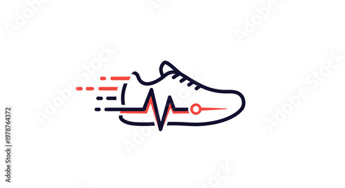 a running shoe with a heartbeat line.