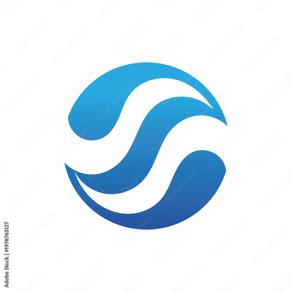 Fototapeta premium Smooth Water Wave Circle Logo Design