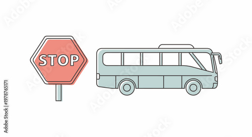 Bus next to stop sign.