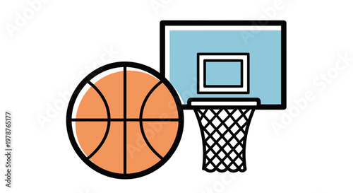 Basketball and hoop sports equipment.