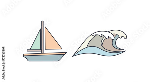 Sailing Boat on Calm Water Surface.