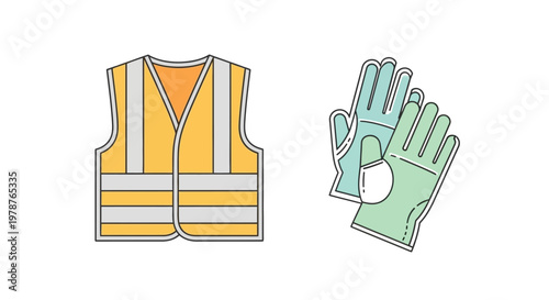 Safety vest and work glove.