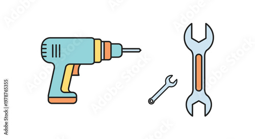 Drill and wrench tool set.