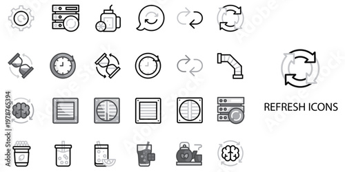 Refresh simple concept 24 Grew color icons set .Vector illustration.
