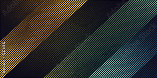 Abstract blue and yellow metal texture background with striped pattern design