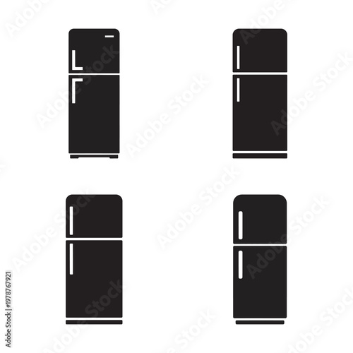 Four stylized refrigerator icons representing kitchen appliances.