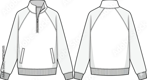 Quarter Zip Pullover Jacket Flat Vector