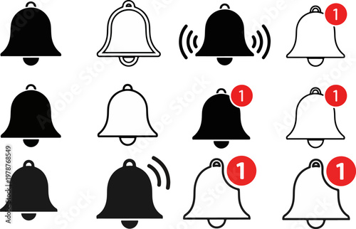 Bell notification symbols pack eps