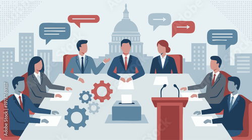 Political discussion and democratic process with government officials