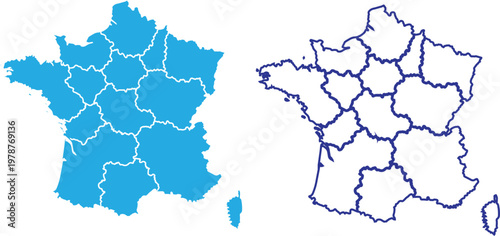 France map with regions and borders