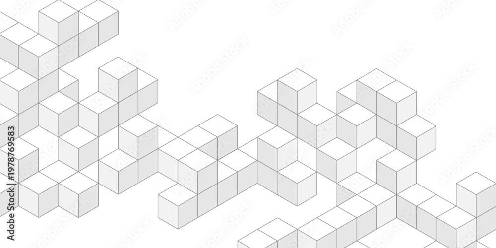Fototapeta premium White background from cubes and lines. Linear geometric drawing. Abstraction,Vector illustration.