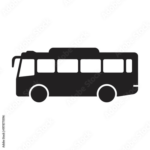 Black silhouette of city bus simple vector isolated on white.
