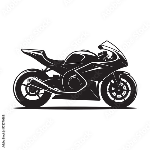 Sport bike motorcycle silhouette isolated on white background.